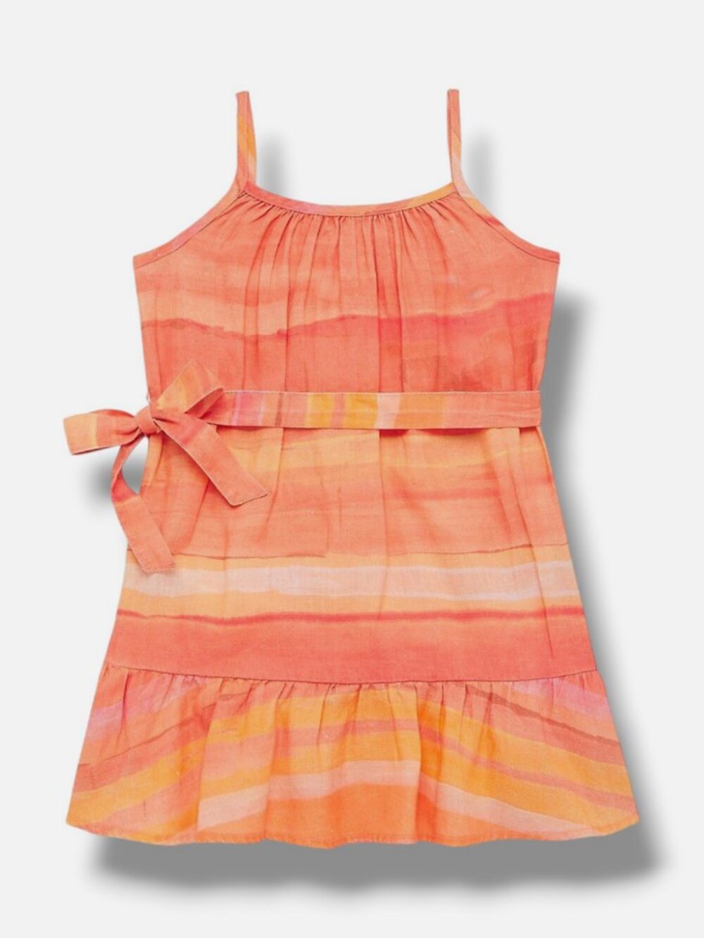 Bella Dahl Girls' Orange Sarape Stripe Ruffle Sundress Size 12